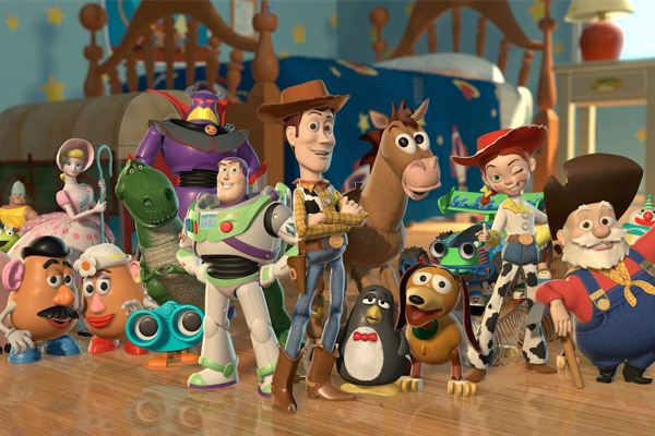 Imagen de la película Toy Story donde los personajes de la película Bichos hacen una aparición